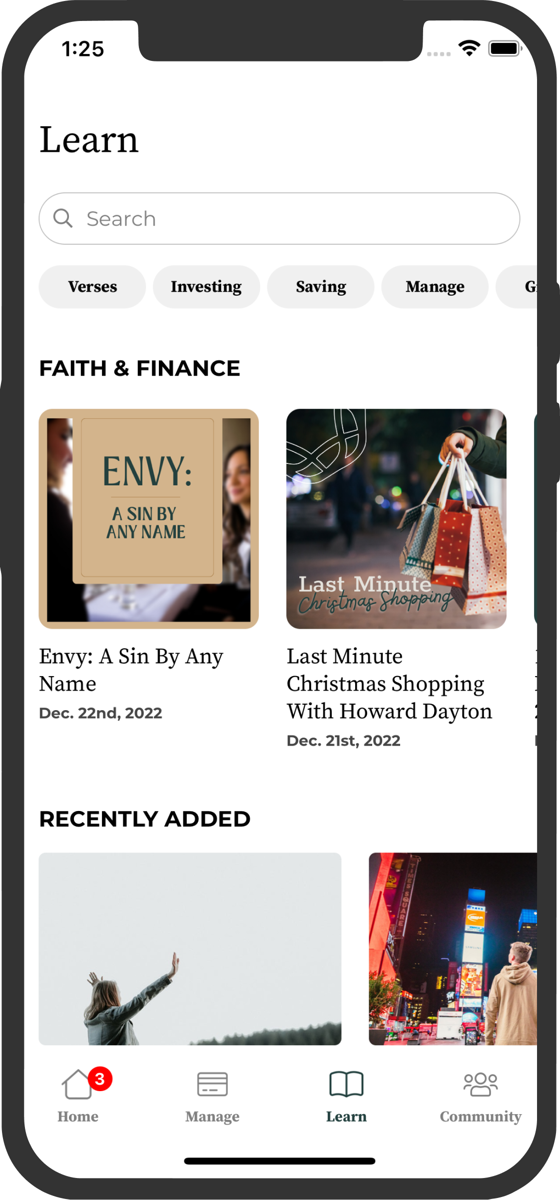 FaithFi Learn Screen